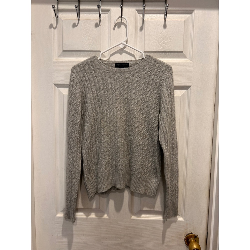 Express‎ Design Studio Gray Cashmere Merino Angora Wool Cable Knit Sweater Large